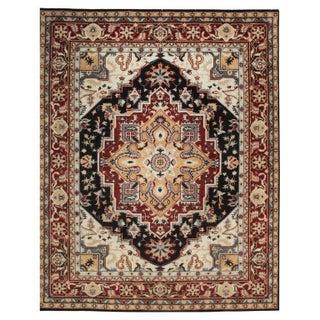 9x12 Blue Hand-Knotted Wool Octagonal Medallion Geometric Modern Carpet Rug For Sale