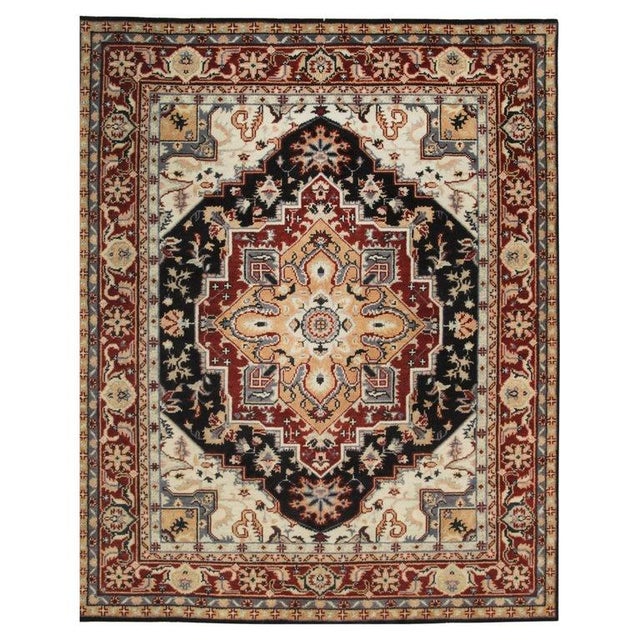 9x12 Blue Hand-Knotted Wool Octagonal Medallion Geometric Modern Carpet Rug For Sale