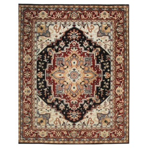 9x12 Blue Hand-Knotted Wool Octagonal Medallion Geometric Modern Carpet Rug