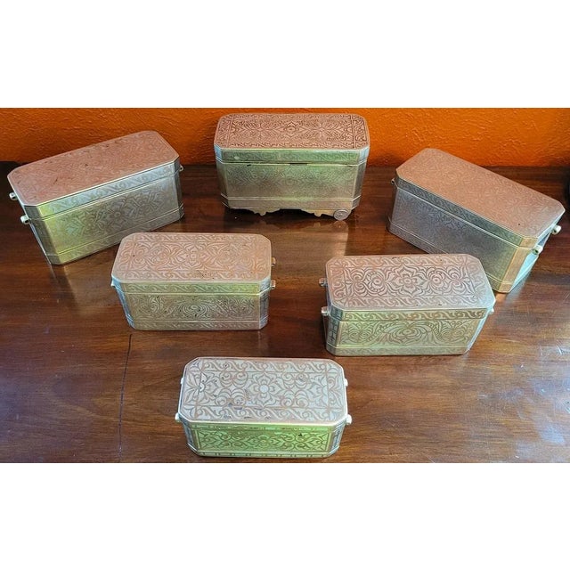 Set of 6 Mindanao Brass Silver Betel Boxes, Philippines For Sale - Image 12 of 13
