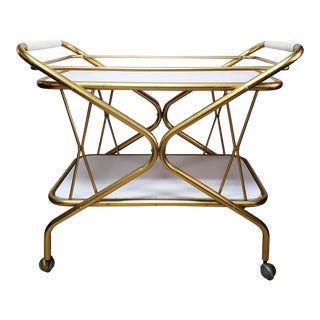 1950s Vintage Aluminum Rolling Bart Cart For Sale