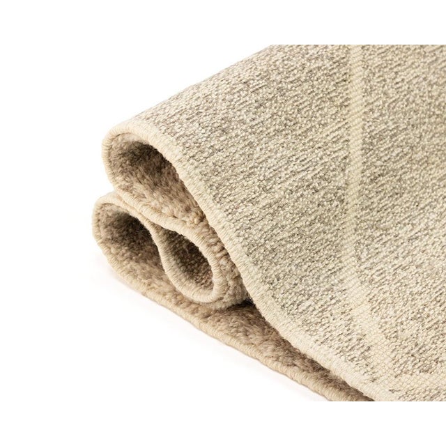 Beige Hand-Knotted Wool Runner Rug by Azele Studio For Sale - Image 8 of 9