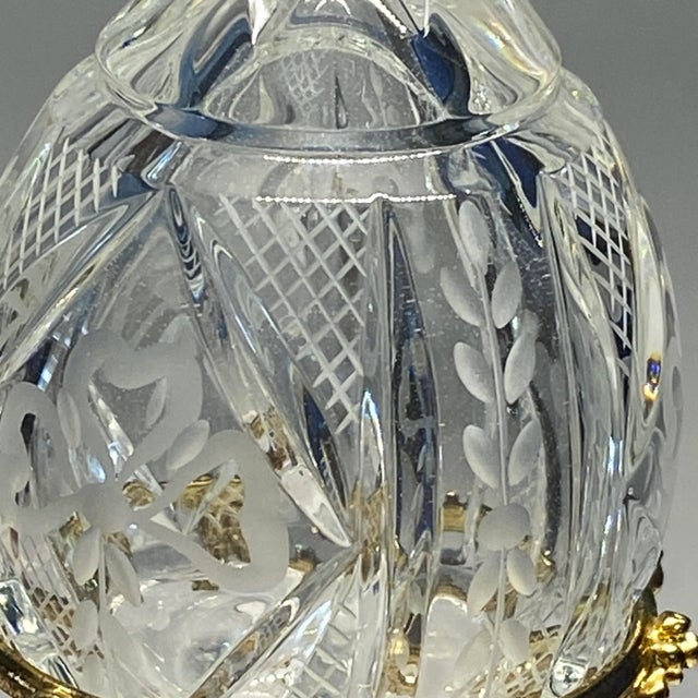 1980s Faberge Clear Cut Crystal Petite Egg Paper Weight Signed and Numbered With Stand For Sale In San Francisco - Image 6 of 11
