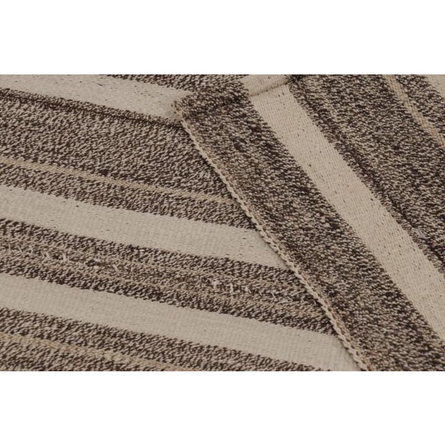 Beige Vintage Persian Kilim in Beige and Brown Stripes - Rug & Kilim For Sale - Image 8 of 10