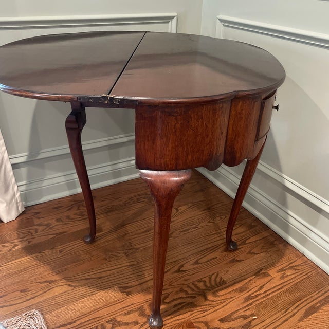 Chestnut Late 19th Century Demilune Wood Folding Table For Sale - Image 8 of 13