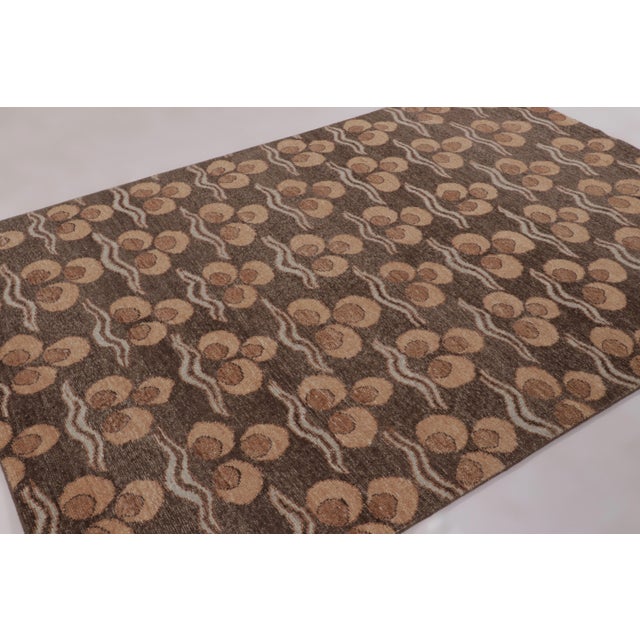 Modern Rug & Kilim's Distressed Rug, Rich Brown With Chintamani Patterns For Sale - Image 3 of 10