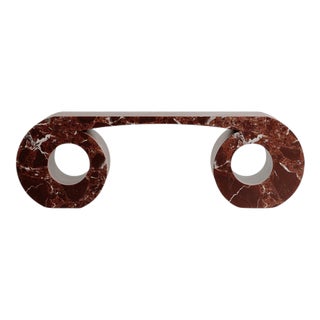 Rosso Lepanto Marble Stone Eye Bench by Esther Knopfler For Sale