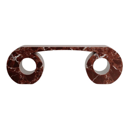 Rosso Lepanto Marble Stone Eye Bench by Esther Knopfler For Sale