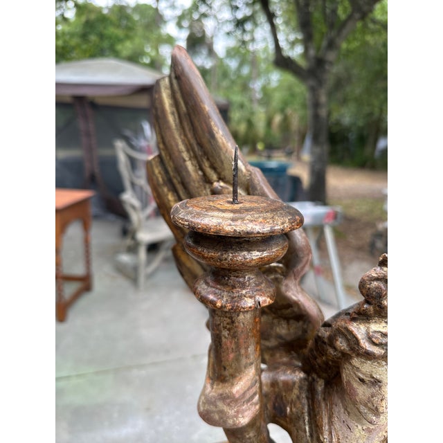Pair of 18th Century Italian Carved and Polychrome Angel Candlesticks For Sale - Image 12 of 18