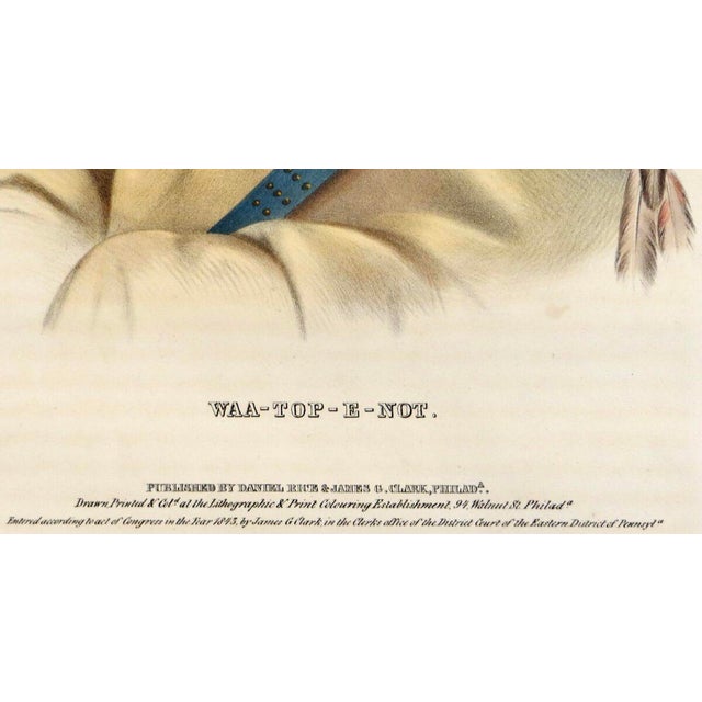 Native American "O-Hya-Wa-Mince-Kee, "Chippewa Chief" McKenney & Hall Hand Painted Litho c.1843 For Sale - Image 3 of 10
