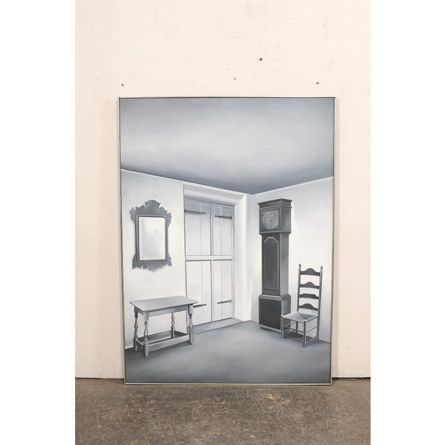 Mid 20th Century Large Lowell Blair Nesbitt Black & White Tonal Painting For Sale - Image 9 of 11