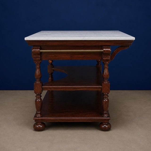 English 20th Century English Walnut Base and Marble Top Bar For Sale - Image 3 of 5