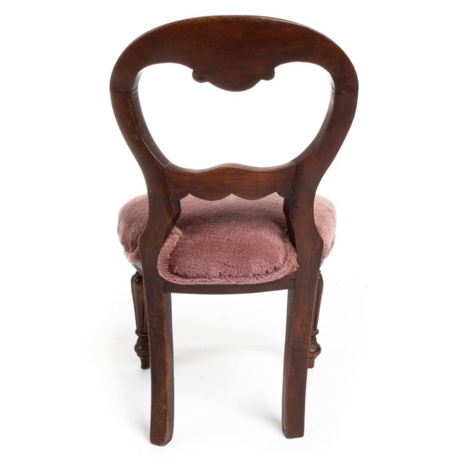 Brown Antique Salesman Sample Victorian Upholstered Ballon-Back Side Chair For Sale - Image 8 of 13