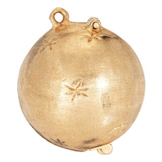 Vintage 60s Folding Picture Ball Orb Pendant Charm 14k Gold Celestial Stars For Sale