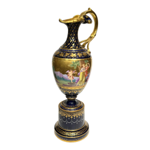 19th Century Royal Vienna Neoclassical Porcelain Ewer on Stand