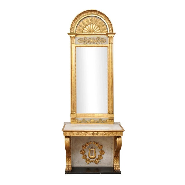 Johan Martin Berg Swedish Neoclassical Carved and Giltwood Console With Mirror - 2 Pieces For Sale - Image 13 of 13
