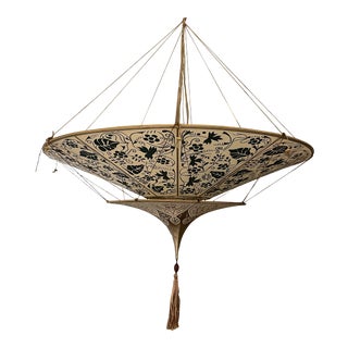 Fortuny Suspended Silk Chandelier For Sale