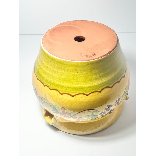 Ceramic Terre E Provence Yellow & Green Ceramic Jardinière Planter Pot For Sale - Image 7 of 8