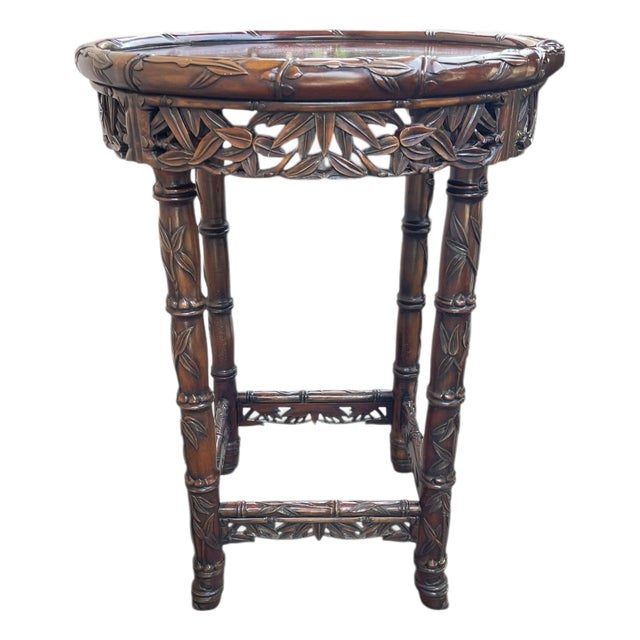Antique Hand Carved Chinese Rosewood Accent Table For Sale