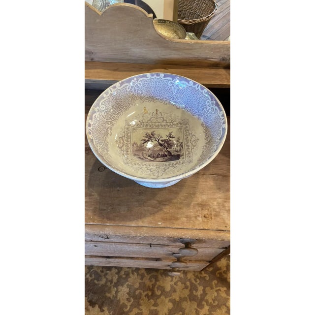 Ceramic Gipsy Transfer Decorated English Ironstone Pedestal Bowl For Sale - Image 7 of 8