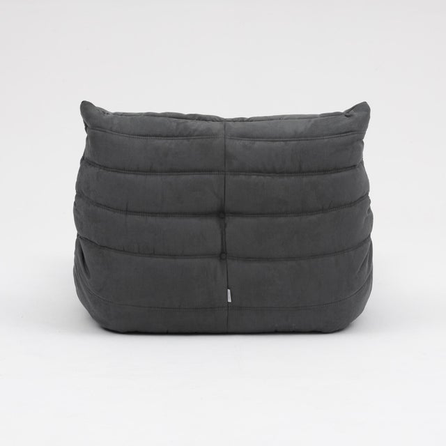 Authentic Restored Togo Fireside Chair and Ottoman in Shadow Grey Microfibre - Vintage Ligne Roset For Sale - Image 15 of 16