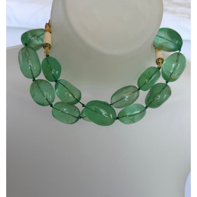 2020s Gemstone Fluorite Bead Necklace Tumble Large Smooth Green Polished Nugget Adjustable Length For Sale - Image 5 of 18