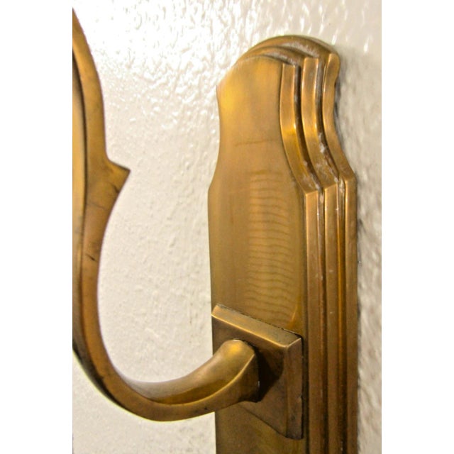 Antique Brass Hurricane Wall Candle Sconce Pair Attributed to Virginia Metalcrafters For Sale - Image 11 of 18