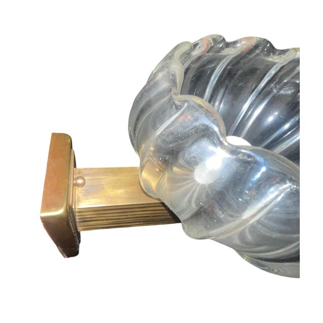 Italian Single Ercole Barovier Murano Glass and Brass Wall Sconce. Italy, 1950’s. For Sale - Image 3 of 6
