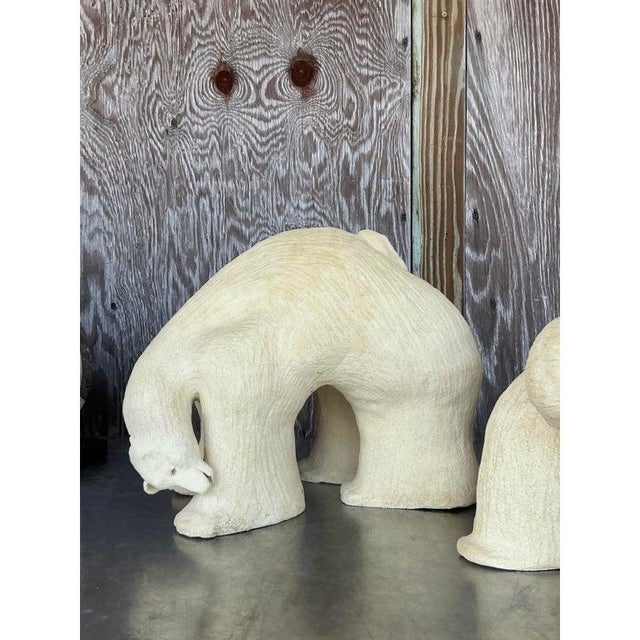 Vintage Boho Monumental Original Studio Pottery Polar Bears - A Pair For Sale - Image 11 of 11