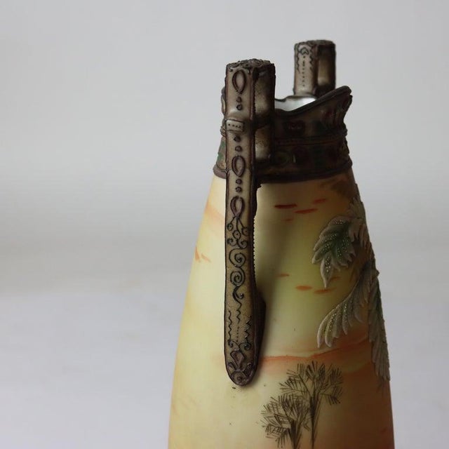 Antique Nippon Moriage Persian Themed Porcelain Tall Vase Signed C1920 For Sale - Image 9 of 9
