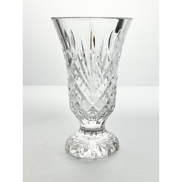 Contemporary Waterford (Marquis) “Glendale” Crystal Flared Trumpet Footed Vase For Sale - Image 3 of 9