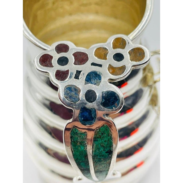 Whimsical 1960s Los Castillo Bee Pitcher With Malachite & Silver Inlay For Sale - Image 13 of 16