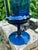1960s Mid Century Modern Empoli Deep Teal Blue Optic Art Glass Vase With Pedestal - Italian Mouth Blown Empoli For Sale In Sacramento - Image 6 of 12