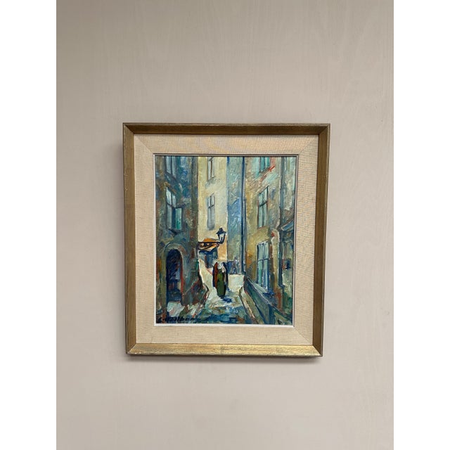 Emil Hellbom, Gamla Stan (Town), 1920s, Oil on Panel, Framed For Sale - Image 13 of 18