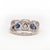 Platinum 1980s Gorgeous Platinum Diamond Sapphire 3 Stone Ring, Size 7.5 For Sale - Image 8 of 11