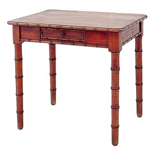 French Faux Bamboo Desk in Pine For Sale