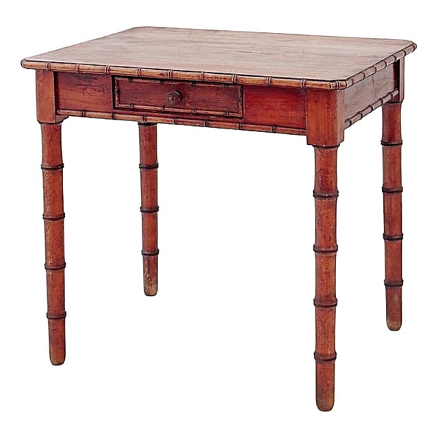 French Faux Bamboo Desk in Pine For Sale