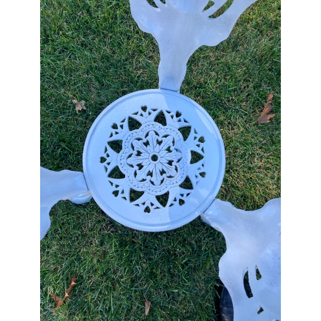 1910s Antique English Iron Pub Table With Marble Top For Sale - Image 5 of 7