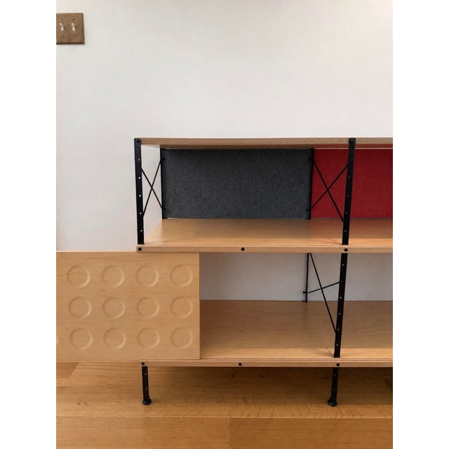 Mid-Century Modern Eames 3 Sliding Door Credenza / Bookcase For Sale - Image 3 of 7