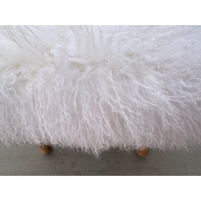 Anthropologie Anthropologie White Mongolian Fur Bench For Sale - Image 4 of 6