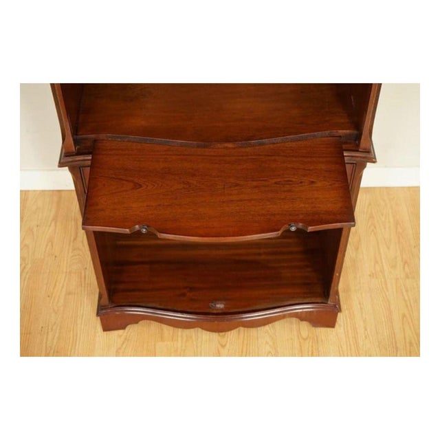 Wood Open Bookcase Cabinet with Shelves, Serving Tray and Drawer For Sale - Image 7 of 13
