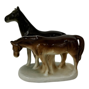 Mother and Colt Horses Figurine, Japan