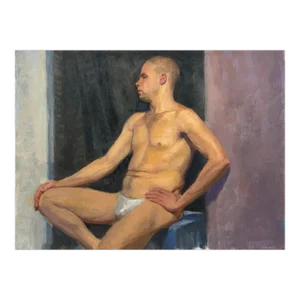 Vintage Realist Figurative Portrait of Seated Man (C. 1970, Oil on Canvas)