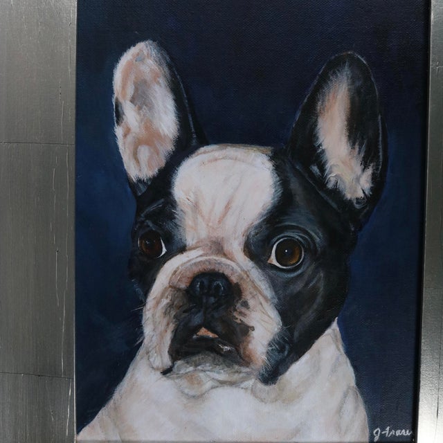 Realism Boston Terrier Dog Portrait Oil Painting “Henry” Signed For Sale - Image 3 of 14