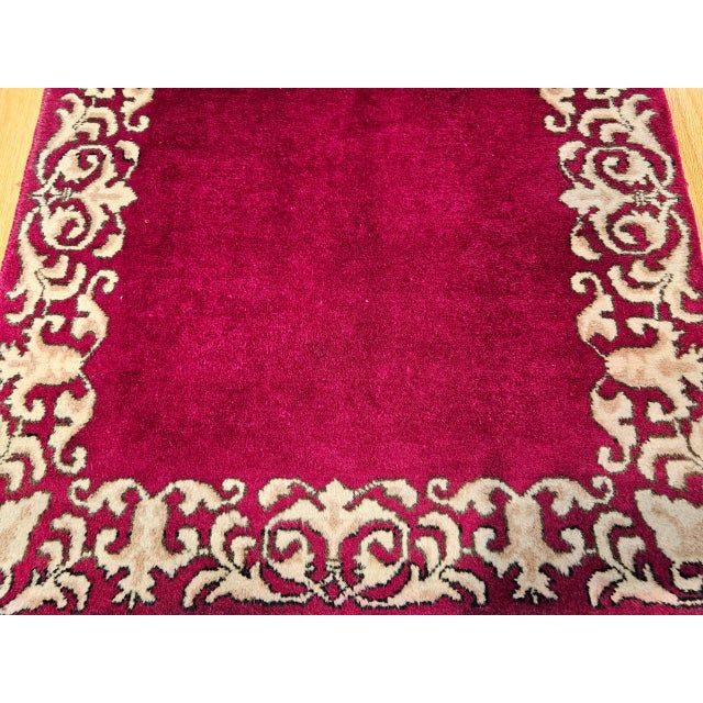 1900 - 1909 Vintage Tabriz Long Runner, Hand-Knotted Wool, Open Field Pattern, Crimson Red & Ivory, 3x19 For Sale - Image 5 of 8