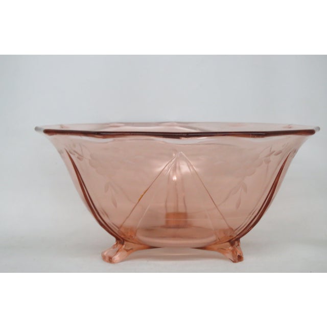 Pink Depression Glass Footed Large Bowl 4633b For Sale In Miami - Image 6 of 15