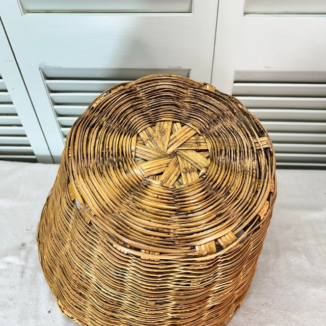Handwoven Double Handle Split Reed Basket For Sale - Image 6 of 6