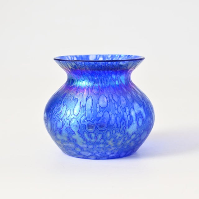 Blue Blue Iridescent Glass Vase from Heron Glass, 1990s For Sale - Image 8 of 8