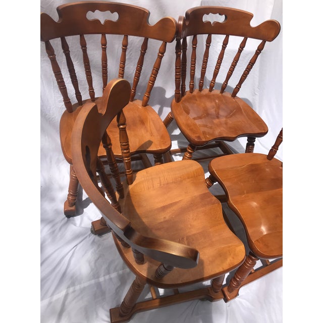 MCM Vintage Tell City Tavern Chairs Rolling Wood Dining Chairs For Sale - Image 6 of 17