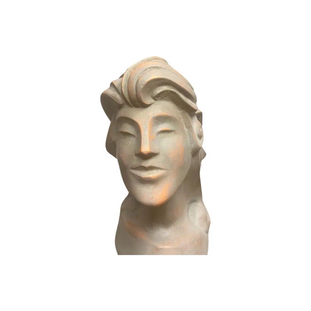Gray Vintage Postmodern 1980s Head Bust Ceramic Sculpture For Sale - Image 8 of 10